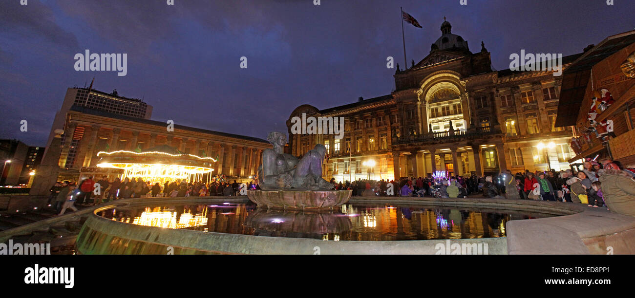 Municipio de Birmingham Council House,Victoria Square, Birmingham, Inghilterra, Regno Unito, B3 3DQ al crepuscolo Foto Stock