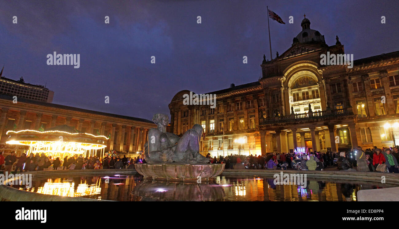 Municipio de Birmingham Council House,Victoria Square, Birmingham, Inghilterra, Regno Unito, B3 3DQ al crepuscolo Foto Stock