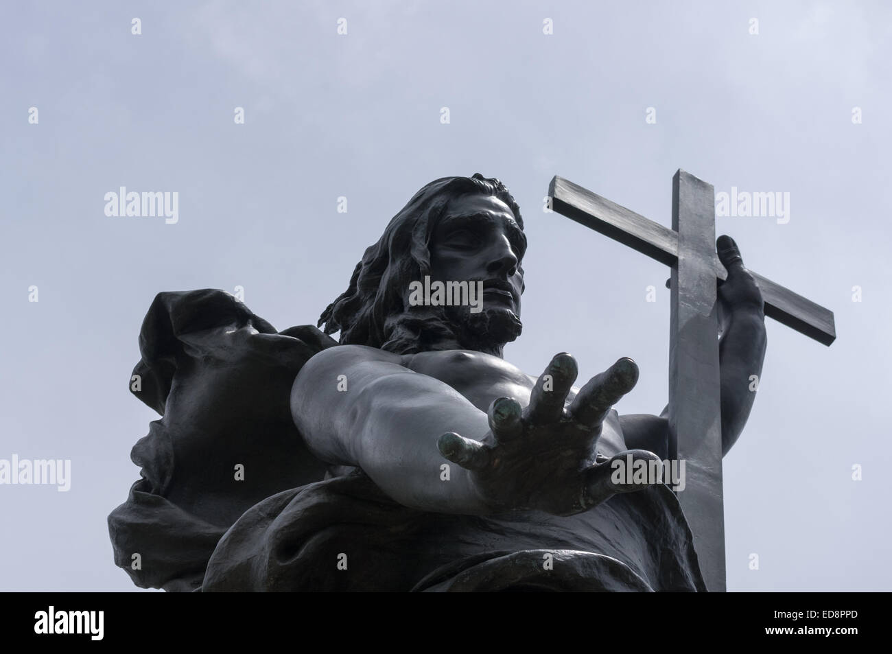 Gesù Cristo redentore. Statua in bronzo collocata sul Monte Ortobene vicino a Nuoro, Sardegna. Foto Stock