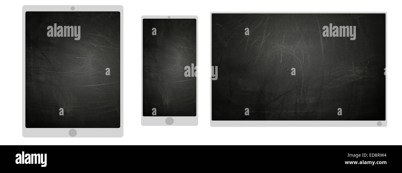 TV smartphone e tablet le icone con lavagna schermo texture Foto Stock