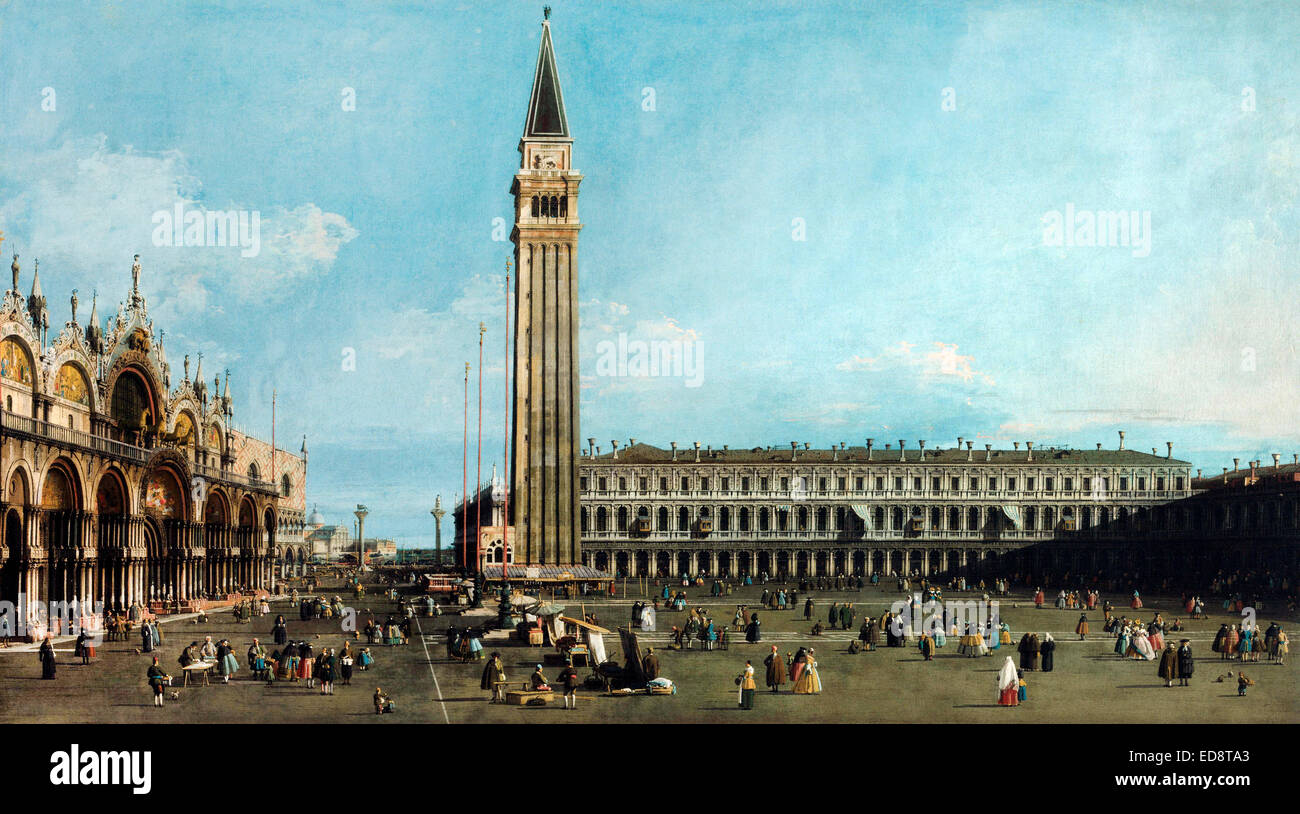 Il canaletto aka Giovanni Antonio Canal, La Piazza San Marco, Venezia 1742-1746 Olio su tela. Galleria d'arte del Nuovo Galles del Sud Foto Stock