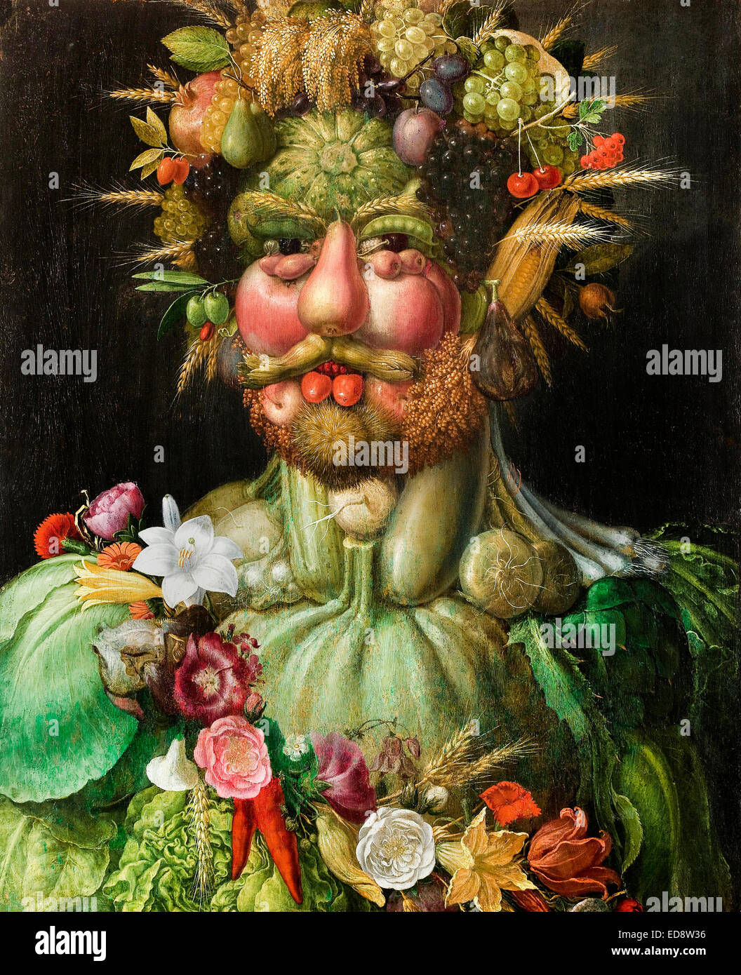 Giuseppe Arcimboldo, Rodolfo II di Asburgo come Vertumnus 1590 olio su pannello. Il castello di Skokloster, HABO, Svezia. Foto Stock