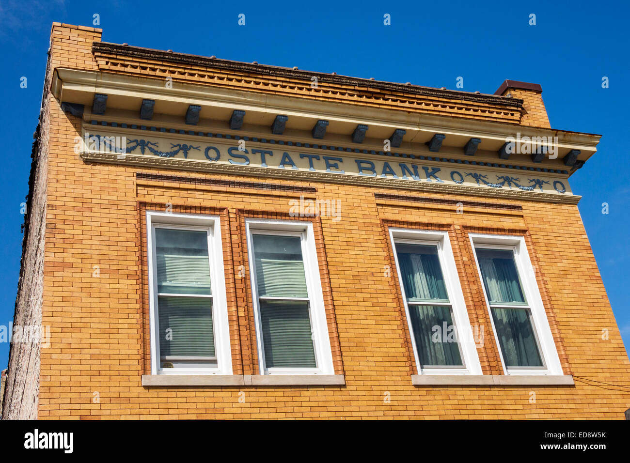 Illinois Lexington, strada storica Route 66, US 66, autostrada, state Bank, edificio, strada principale, facciata, fronte, mattoni, IL140909024 Foto Stock