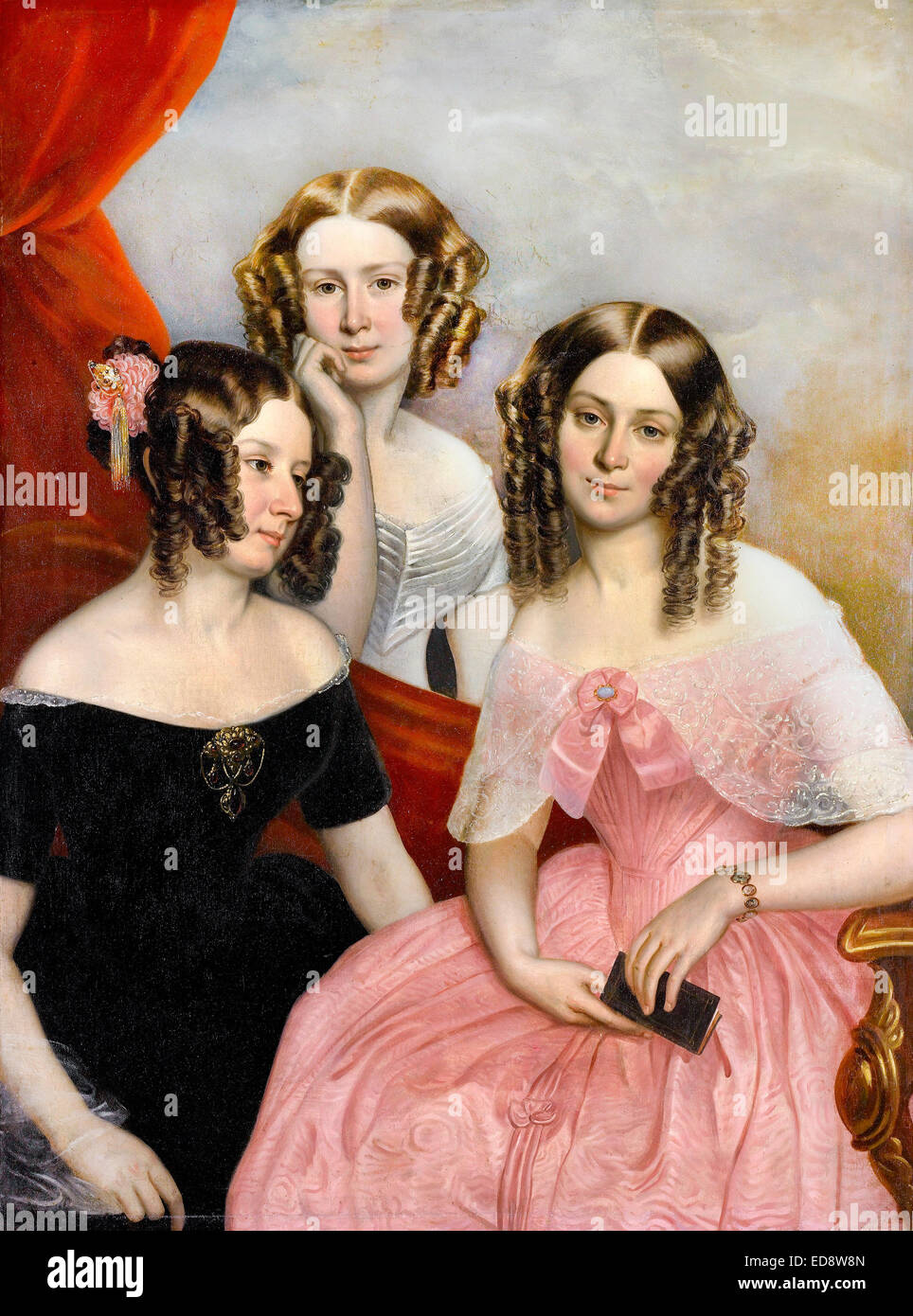George Théodore Berthon, le tre sorelle Robinson 1846 olio su tela. Galleria d'Arte di Ontario, Toronto, Canada. Foto Stock
