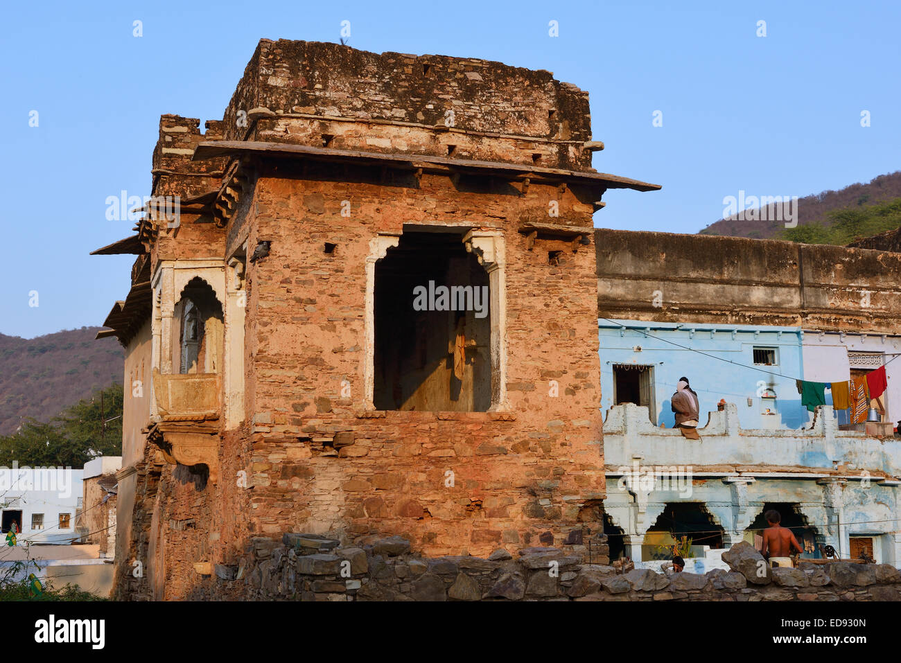 India Rajasthan, regione di Mewar, Bundi village, l'atmosfera di una vecchia casa Foto Stock