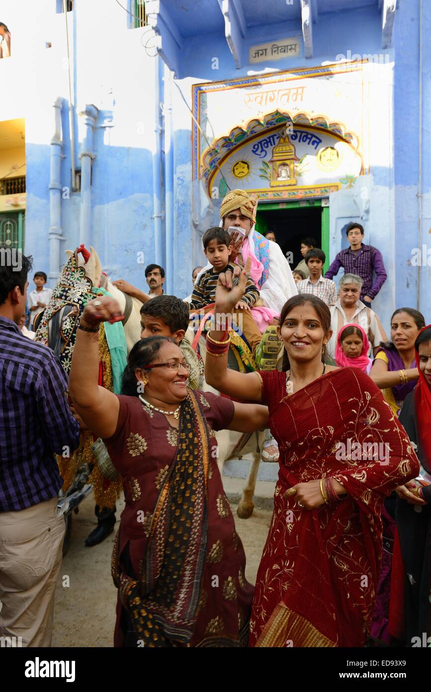 India Rajasthan, Mewar regione, città di Bundi, al marito la processione a cavallo per unire la sua futura moglie Foto Stock