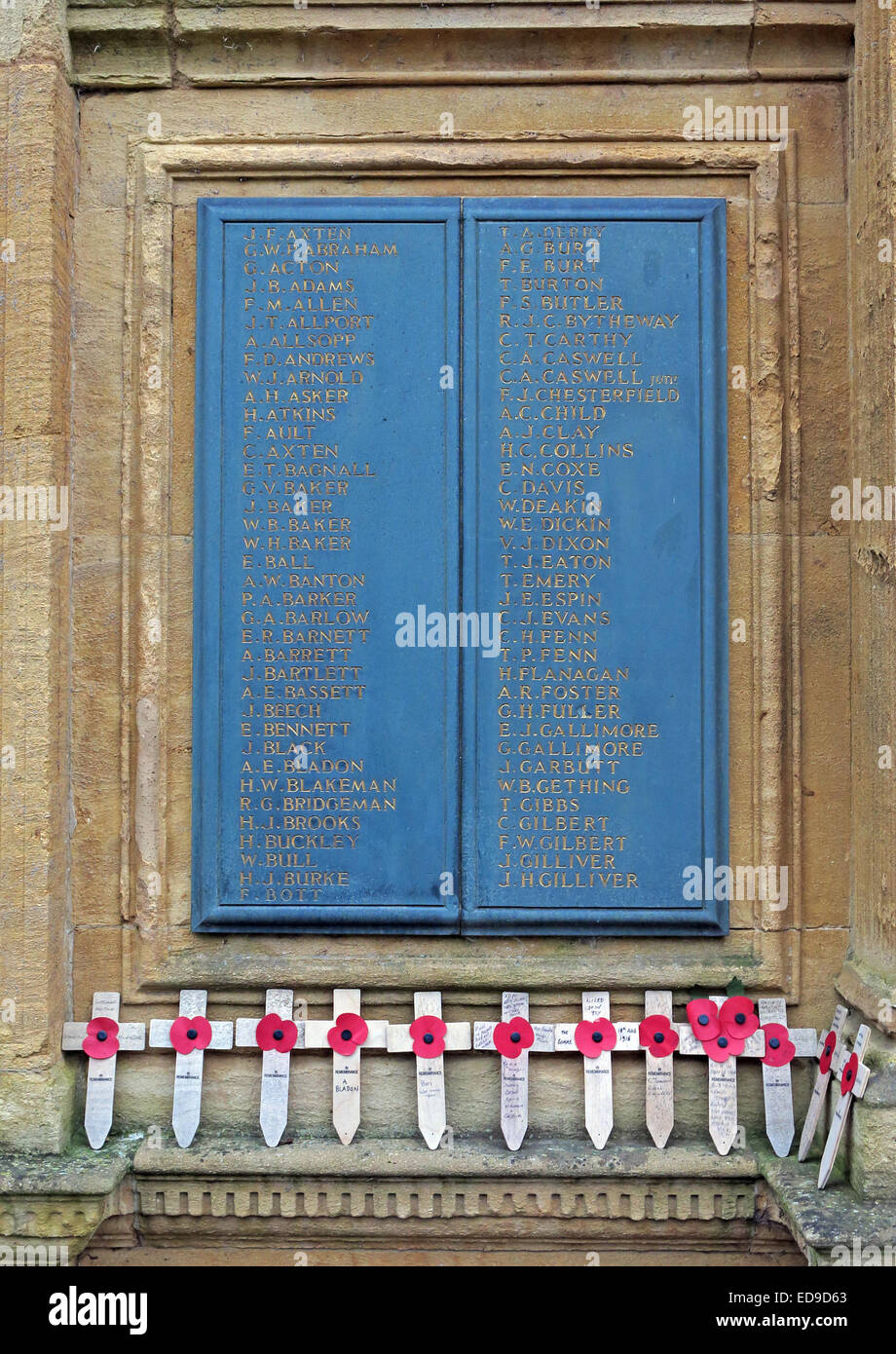 Lichfield cenotafio War Memorial, i nomi delle vittime della guerra, Staffordshire, England, Regno Unito Foto Stock
