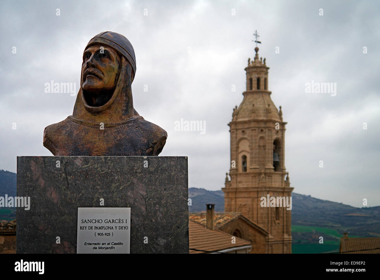 Sancho Garcés Re di Navarra a Pamplona Spagna busto Foto Stock