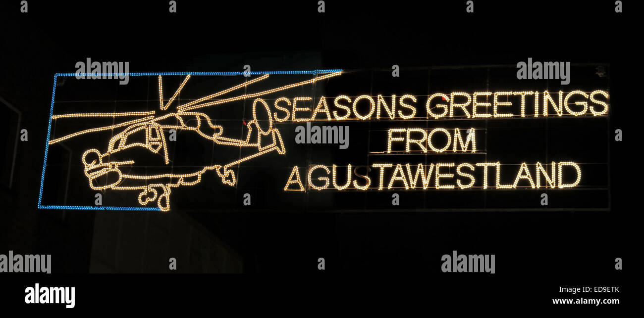 Le luci di Natale a Yeovil città di sera, Somerset, Regno Unito Foto Stock