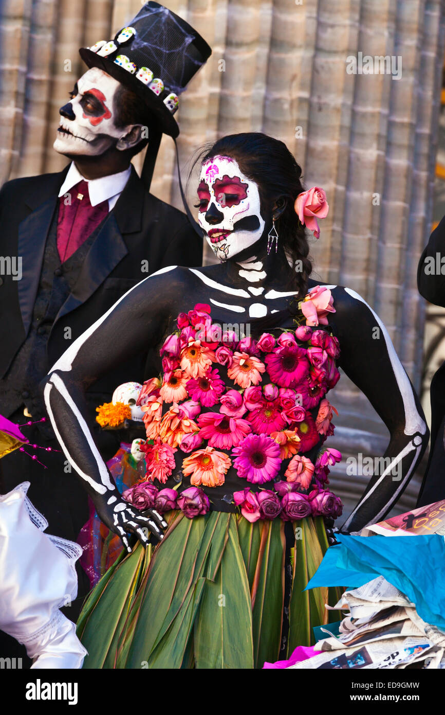 LA CALAVERA CATRINAS o eleganti teschi, sono le icone del giorno dei morti - GUANAUATO, Messico Foto Stock