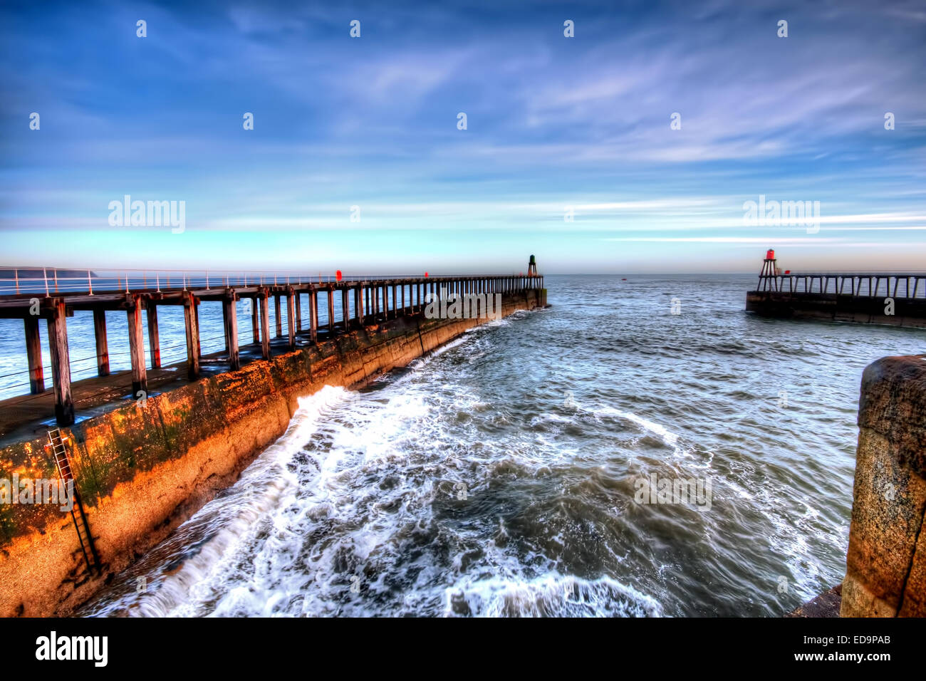 Whitby sulla North Yorkshire costa. Foto Stock