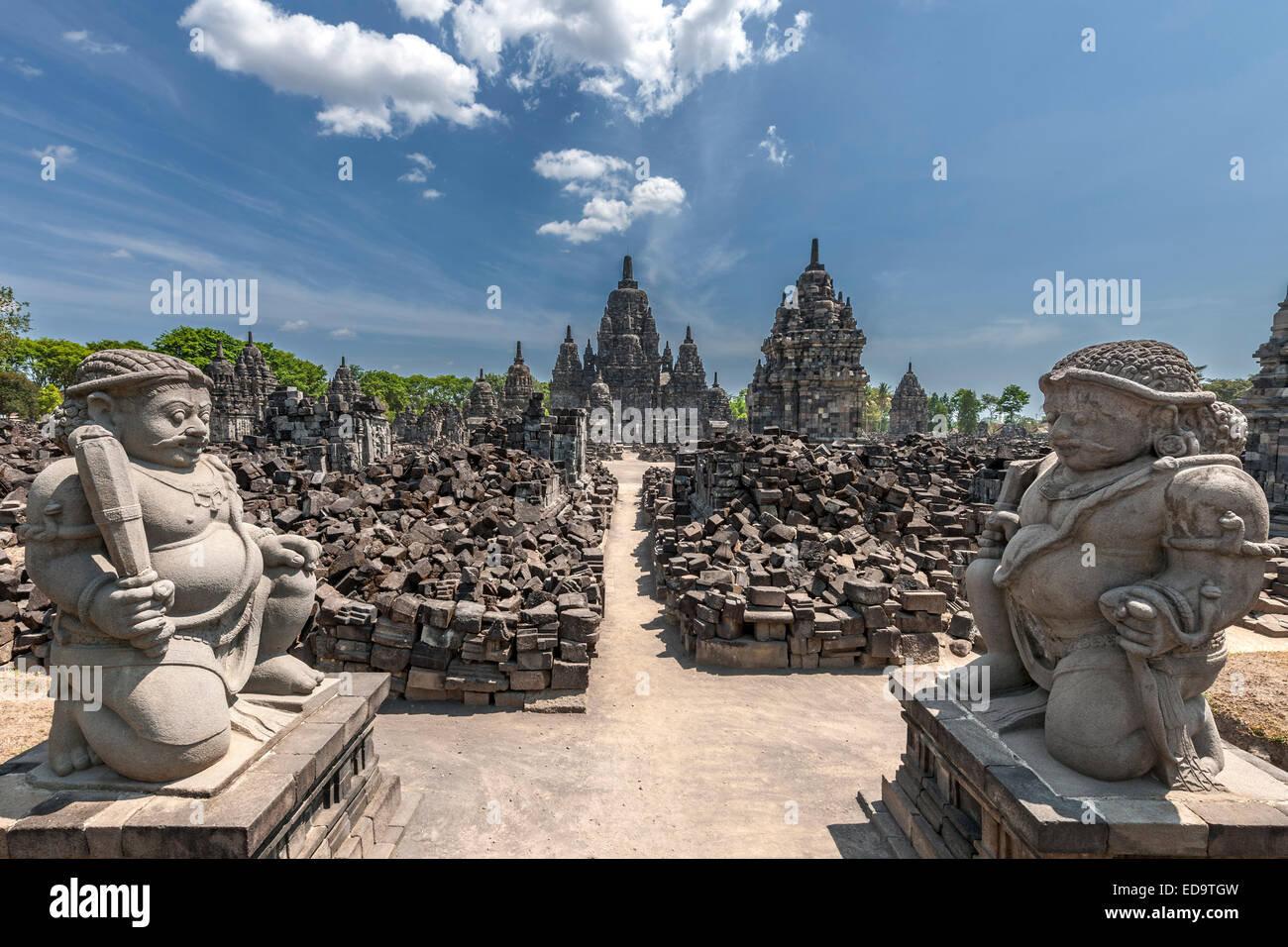 Il Candi Sewu, parte del tempio di Prambanan, un complesso di 9th-secolo tempio indù composto vicino a Yogyakarta in Java centrale, Indonesia. Foto Stock