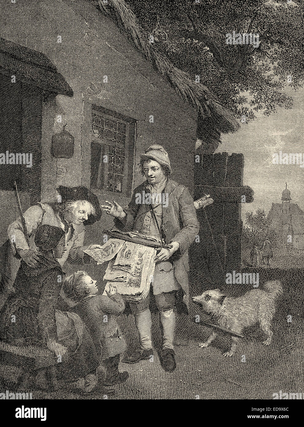Un immagine francese il concessionario dal XVIII secolo, ein französischer Bilderhändler im 18. Jahrhundert Foto Stock