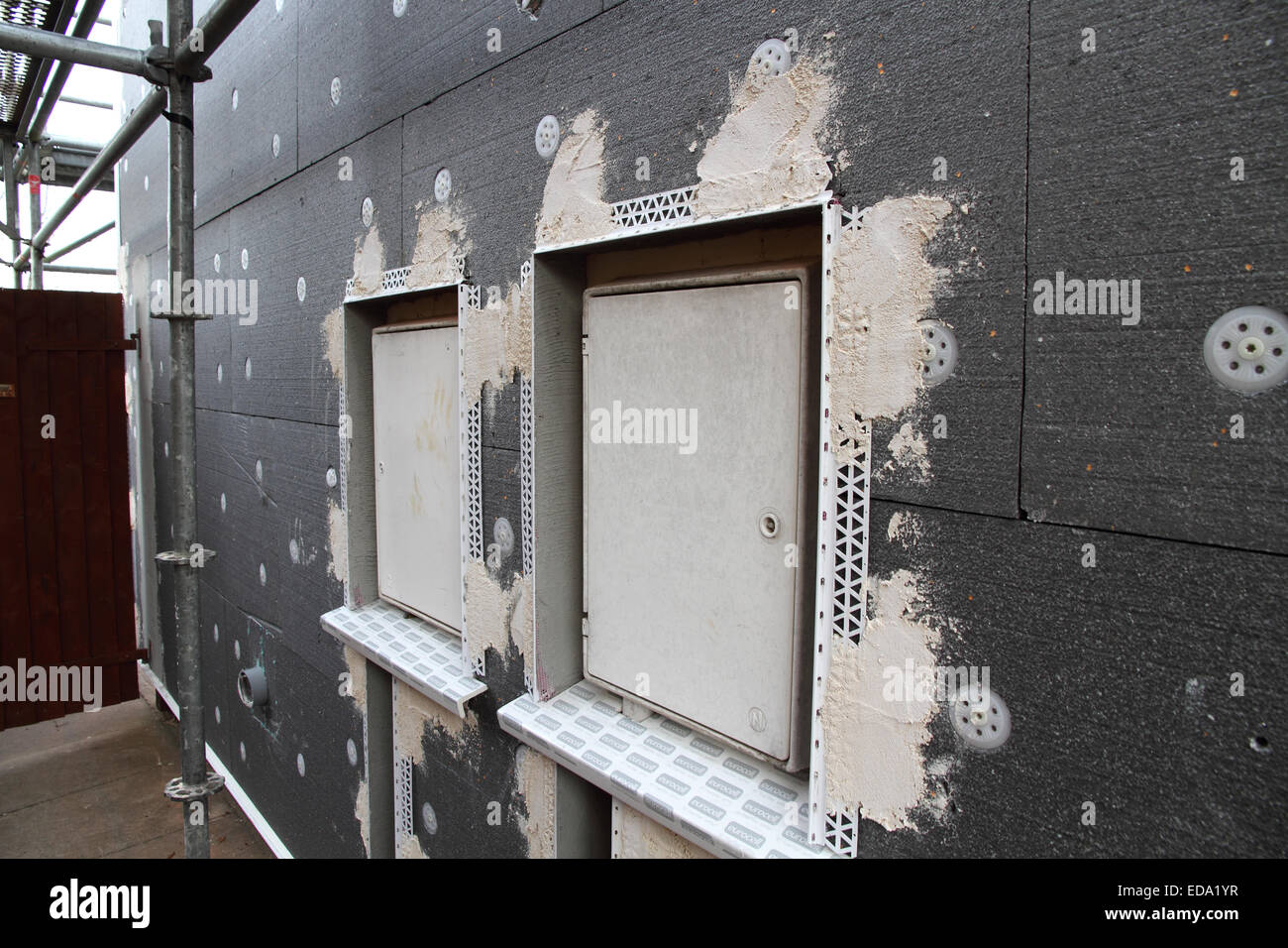 Parete esterna per isolamento di muro solido case con alcuna cavità. Foto Stock