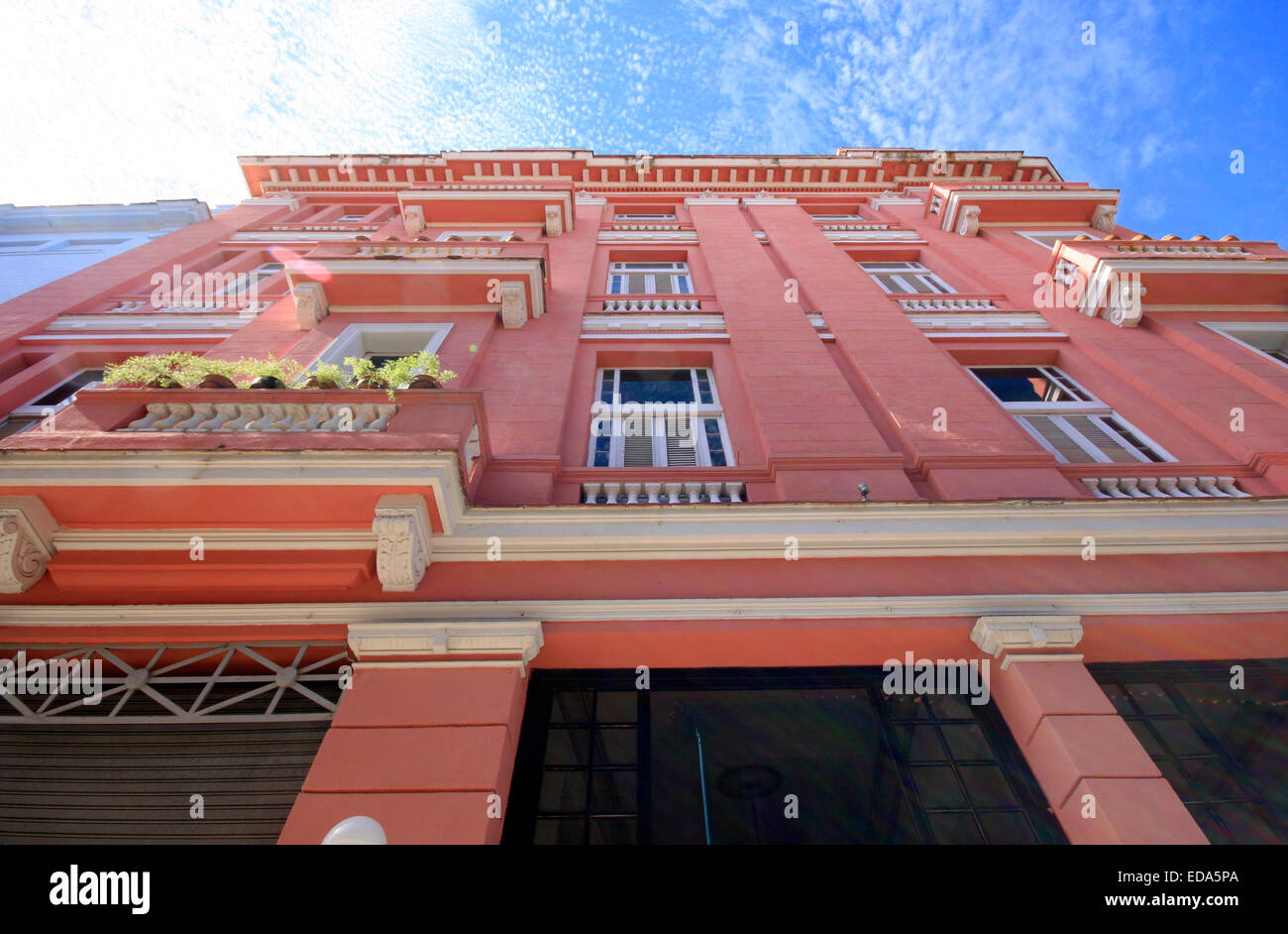 Le pareti rosa della Boutique Hotel Ambos Mundos a l'Avana, Cuba sulla Calle Obispo Foto Stock