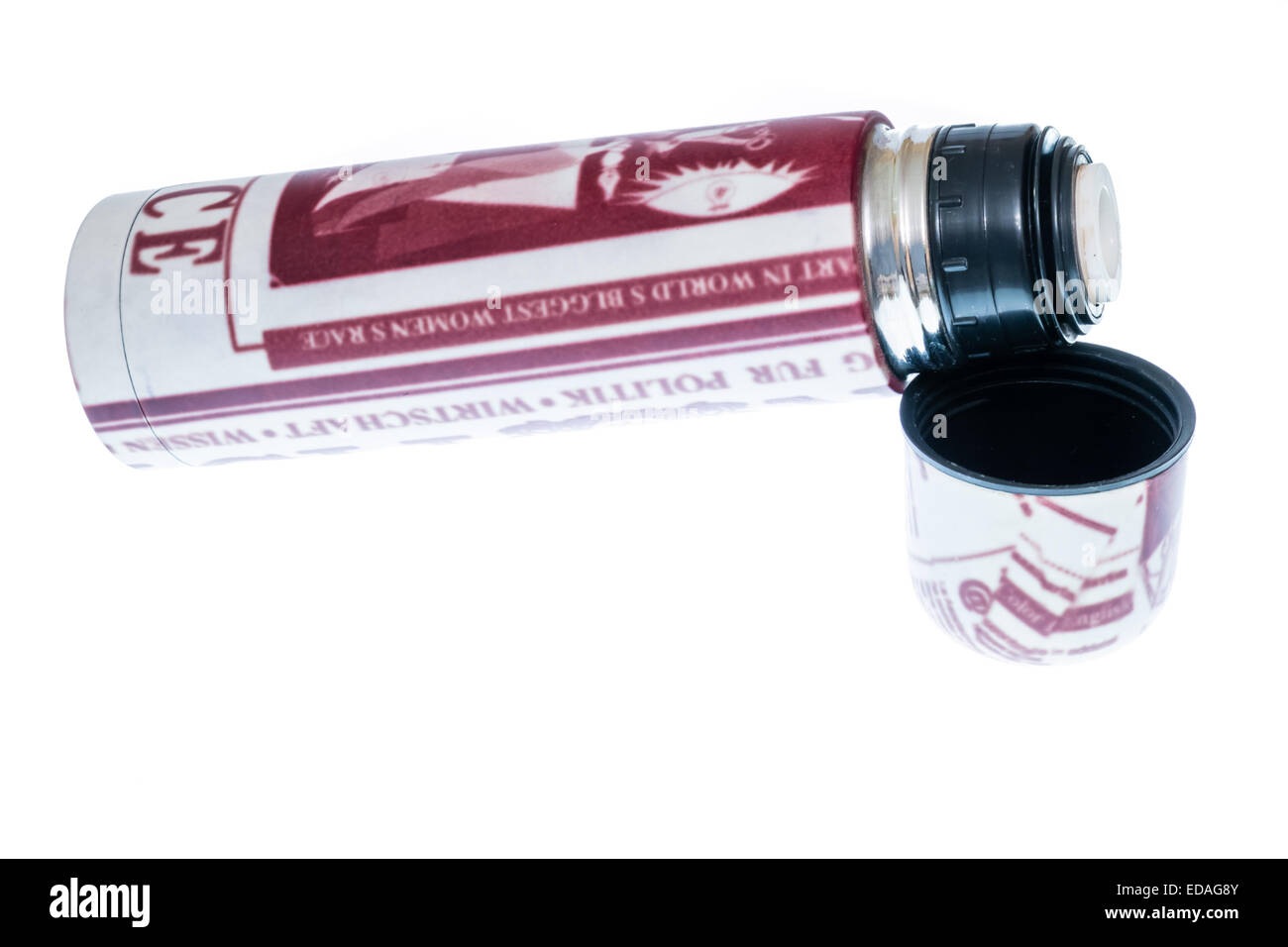 Bellissime foto di thermos con caffè mug isolato Foto Stock