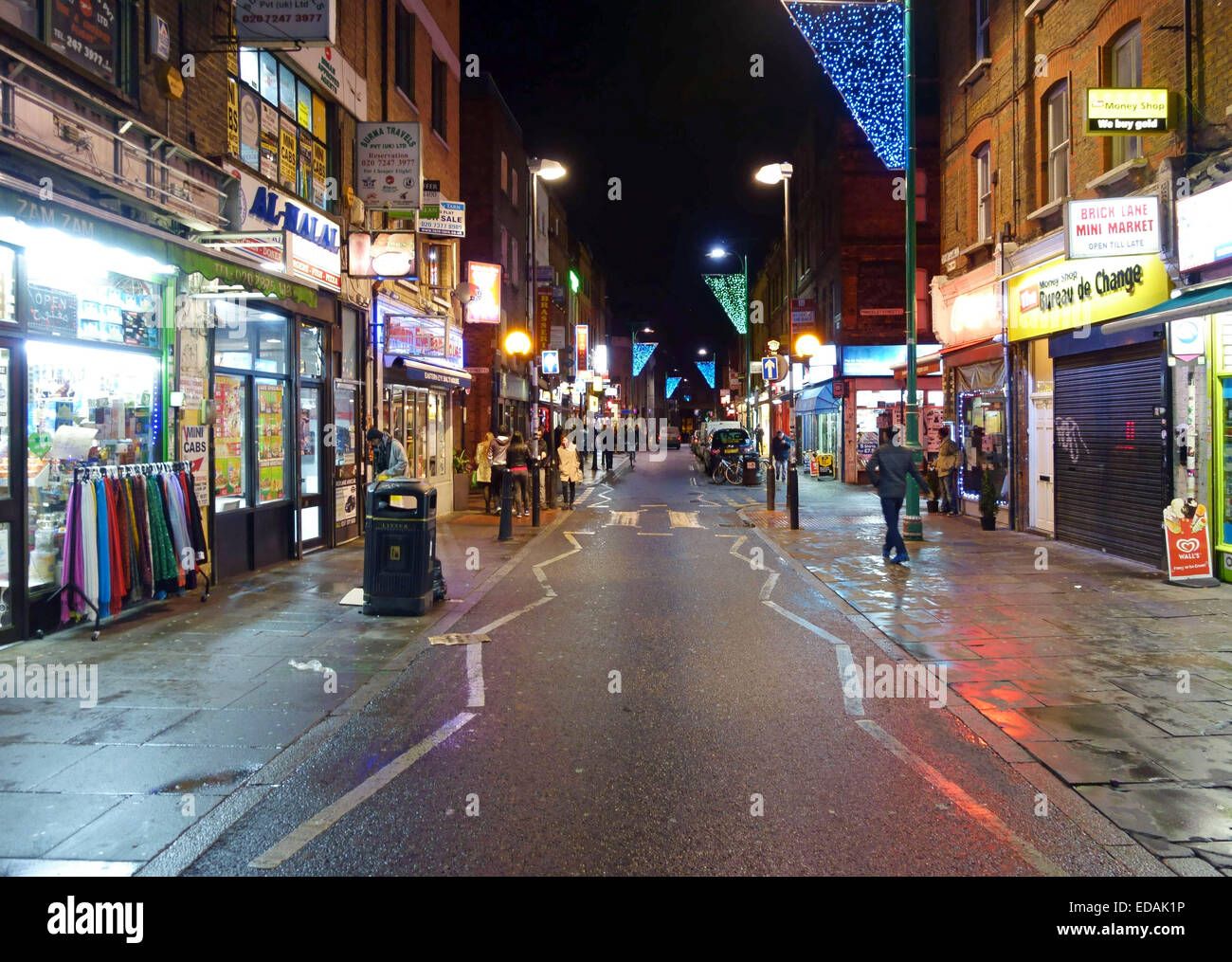 Brick Lane, Londra di notte Foto Stock