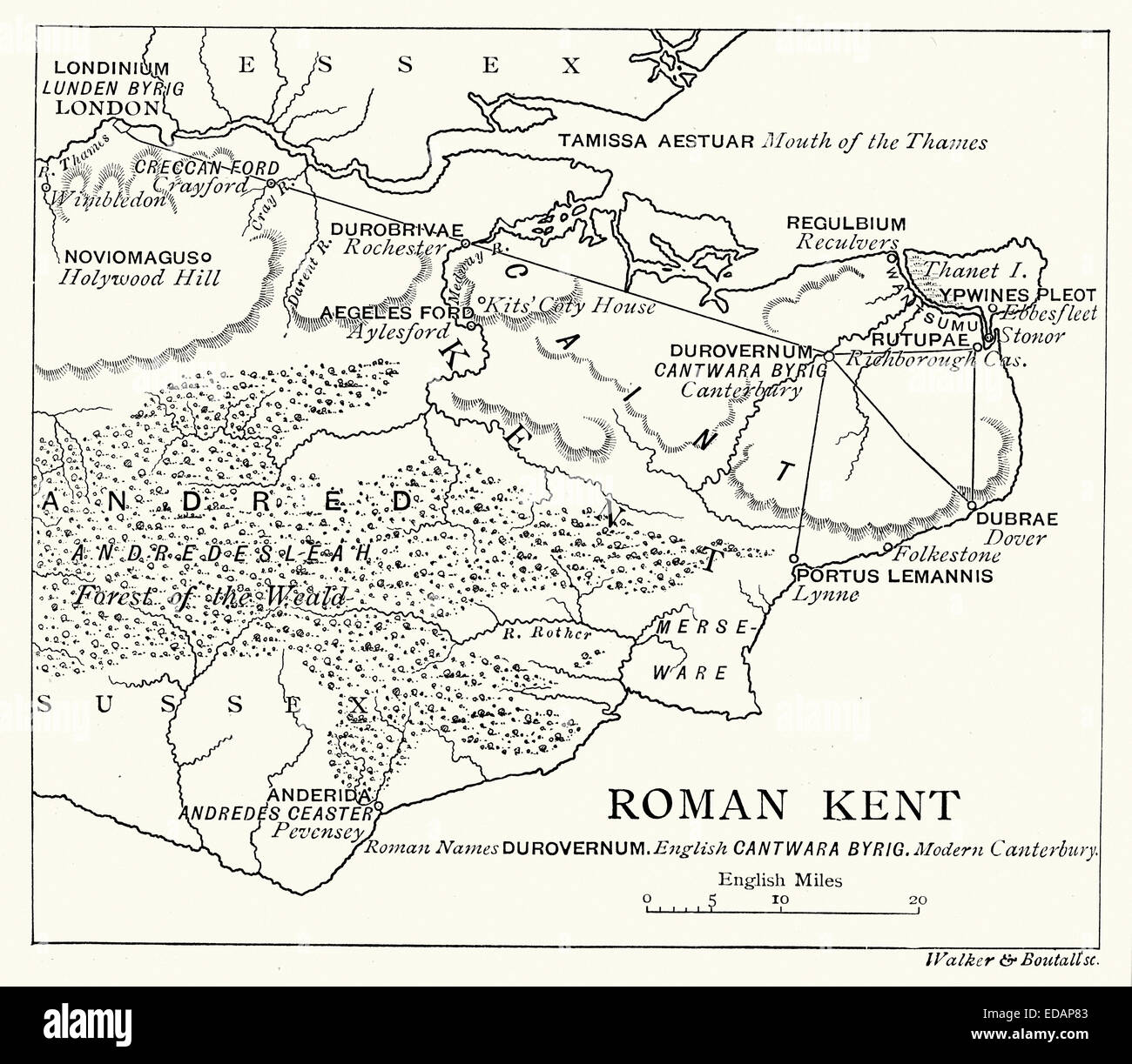 Mappa Romano di Kent Foto Stock