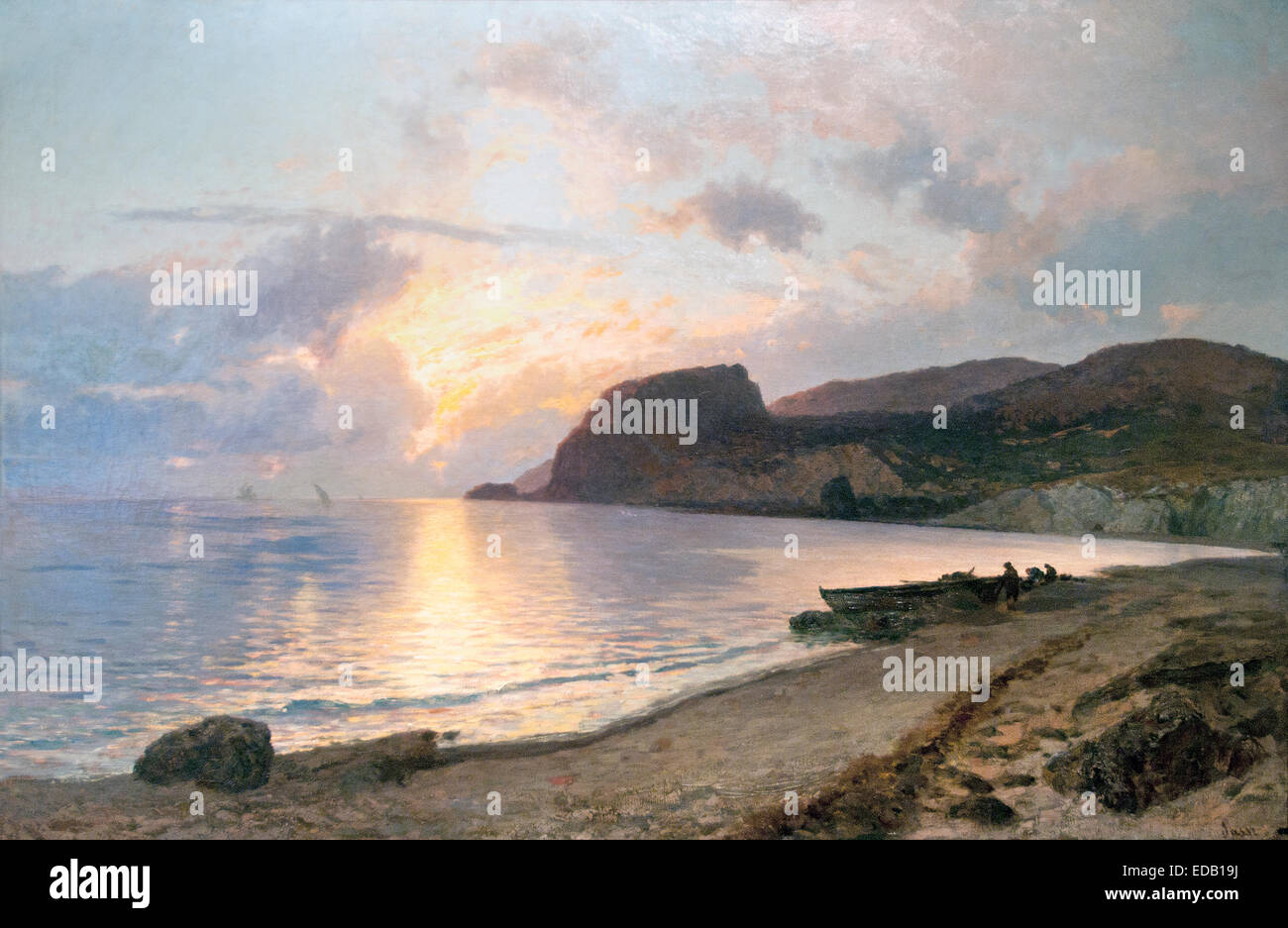 Seascape tramonto 1892 Pietro Sassi 1834-1905 Italia Italiano Foto Stock