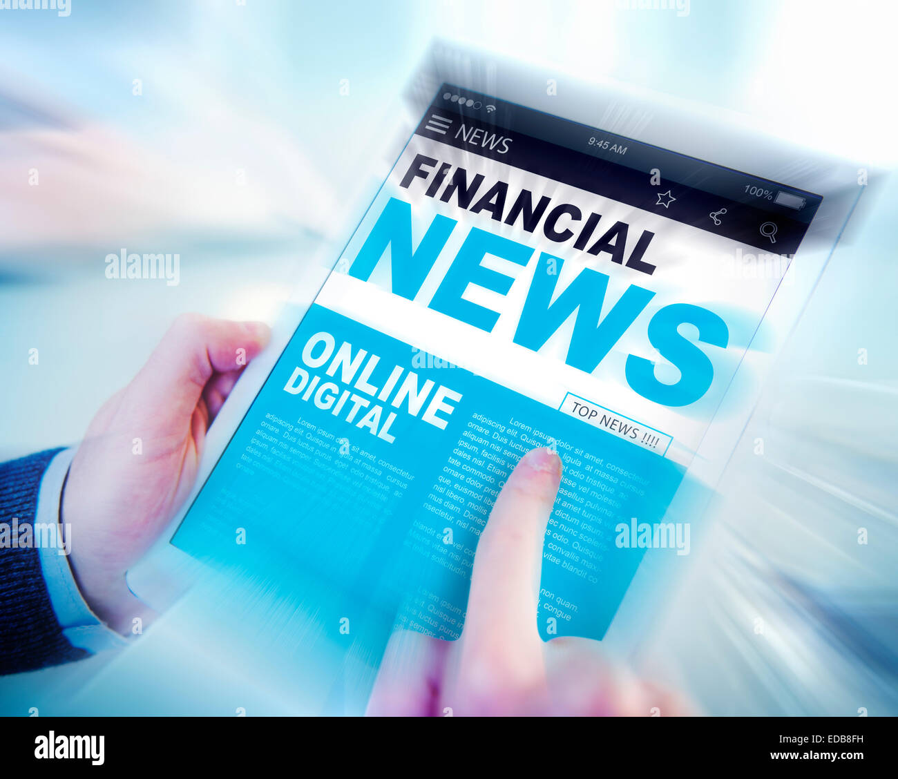 Digital Online Aggiornamento notizie finanziarie nozione Foto Stock