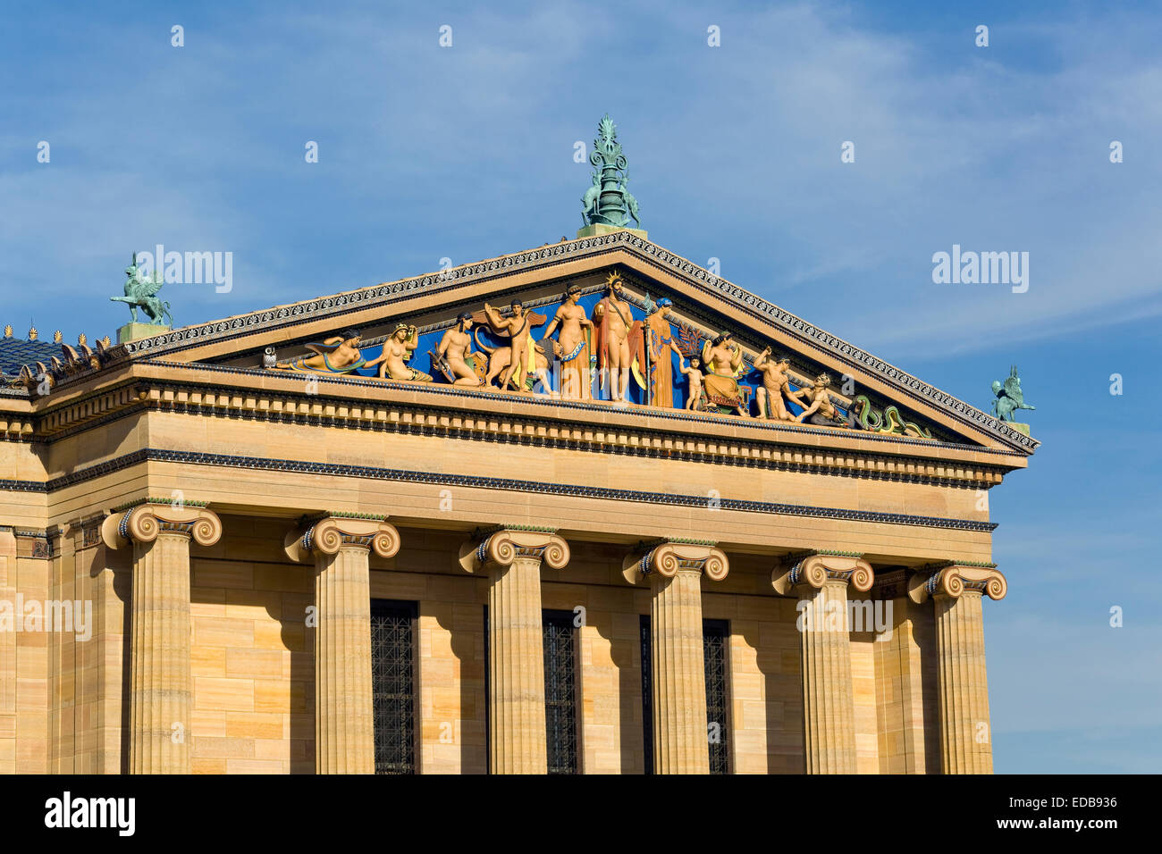 Philadelphia Museum of Art, dettagli architettonici su esterno dell'edificio, Philadelphia, Pennsylvania Foto Stock