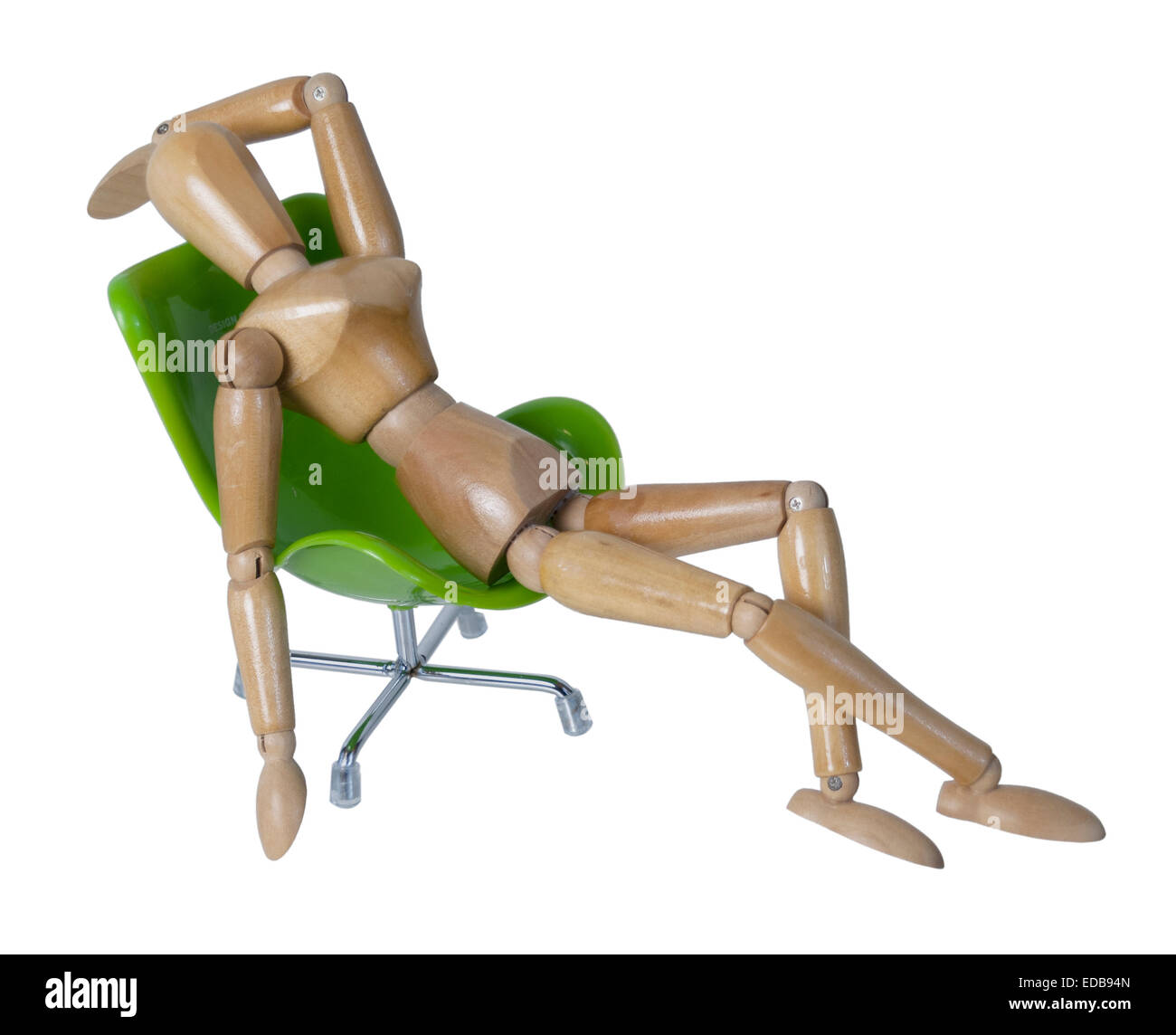 Rilassato in una sedia verde per il massimo comfort - percorso incluso Foto Stock