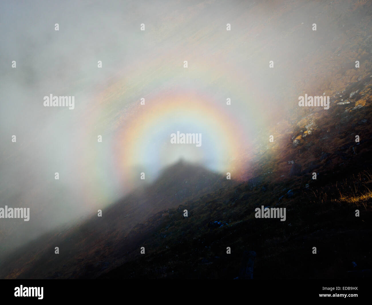 Fenomeno ottico di " gloria " o " di Buddha luce in Nepal Himalaya Foto Stock