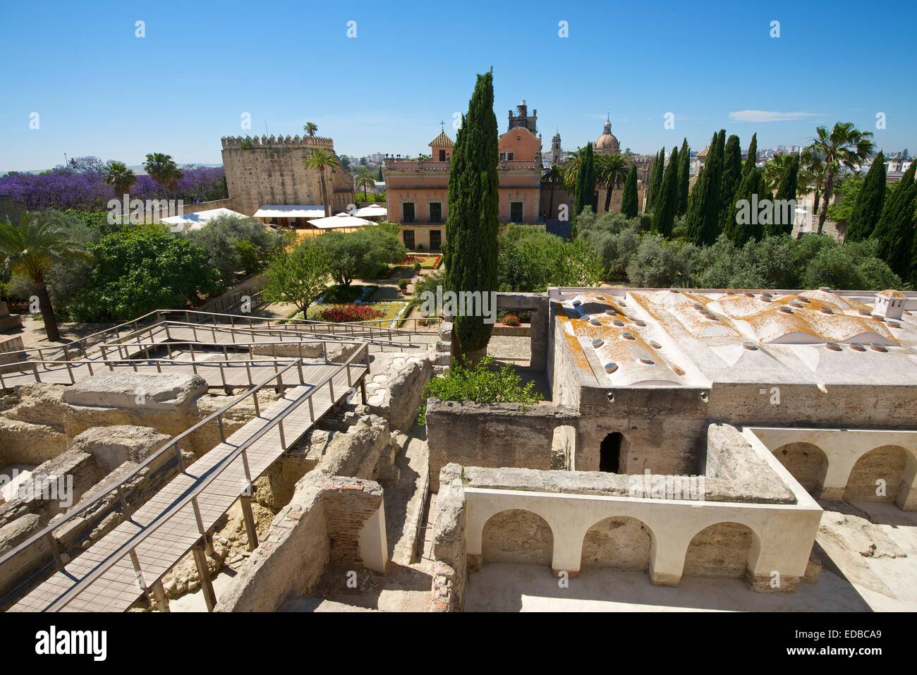 Giardini di Alcazar de Jerez, Jerez de la Frontera, Andalusia, Spagna Foto Stock