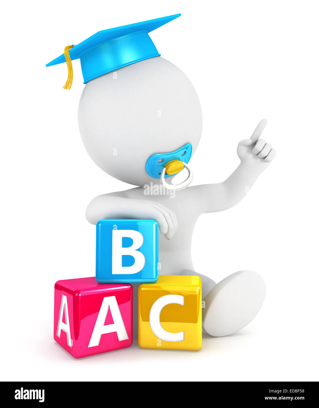 3d la gente bianca baby blocchi abc, isolato sfondo bianco, l'immagine 3D Foto Stock