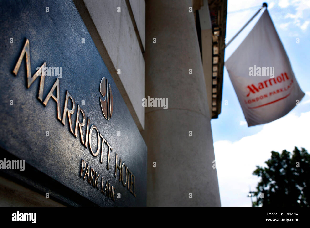 Il Marriott Hotel su Park Lane a Westminster, Londra Foto Stock