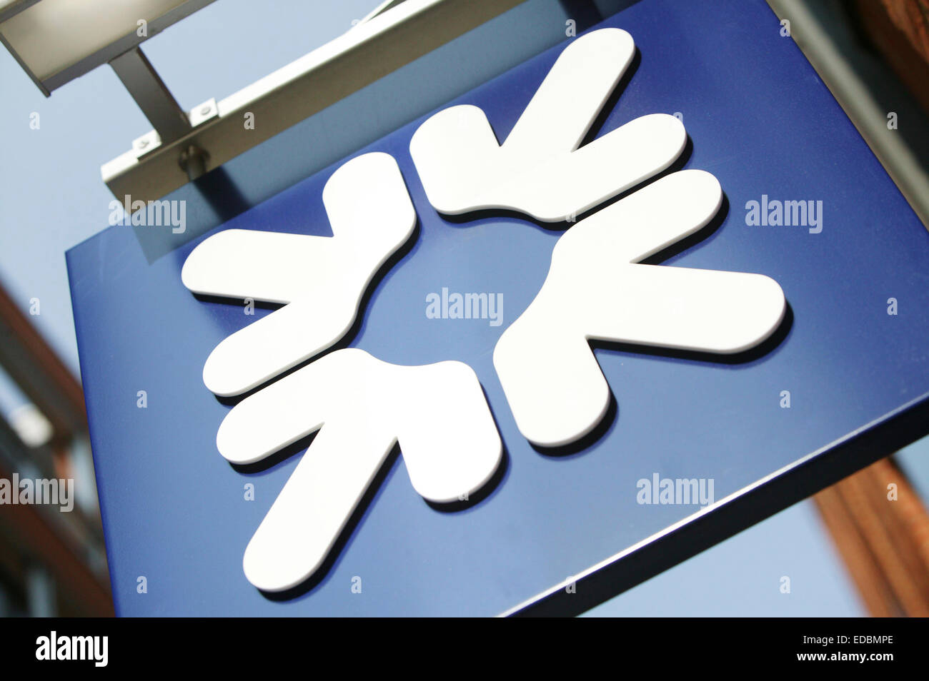 Branding RBS al di fuori di una filiale nel centro di Londra. Foto Stock
