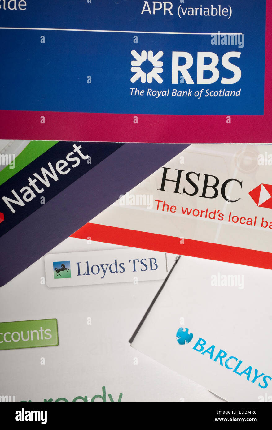 Una selezione di banca britannica di materiali promozionali. Foto Stock