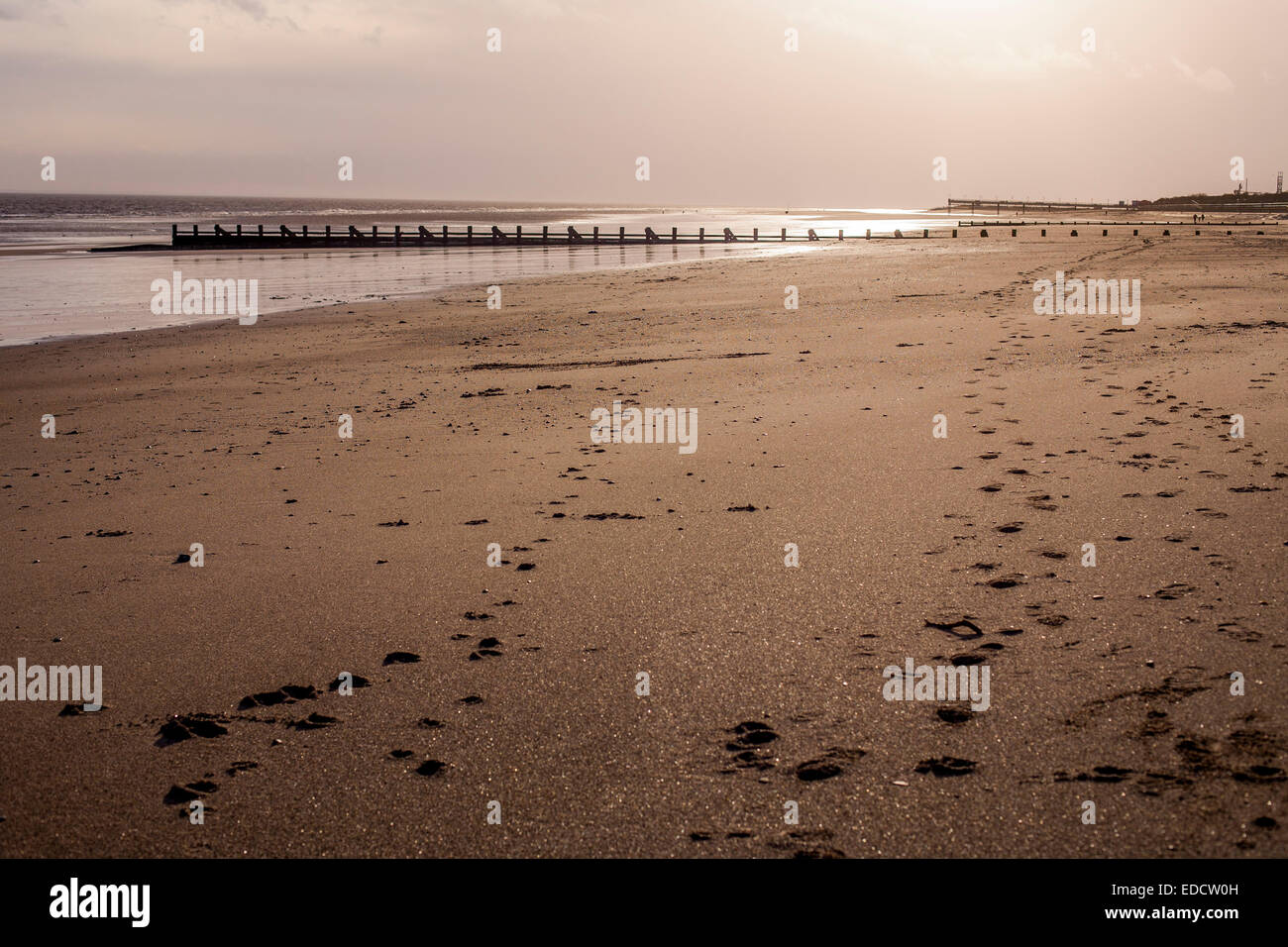 Skegness Beach nella stagione invernale gennaio 2014 Foto Stock
