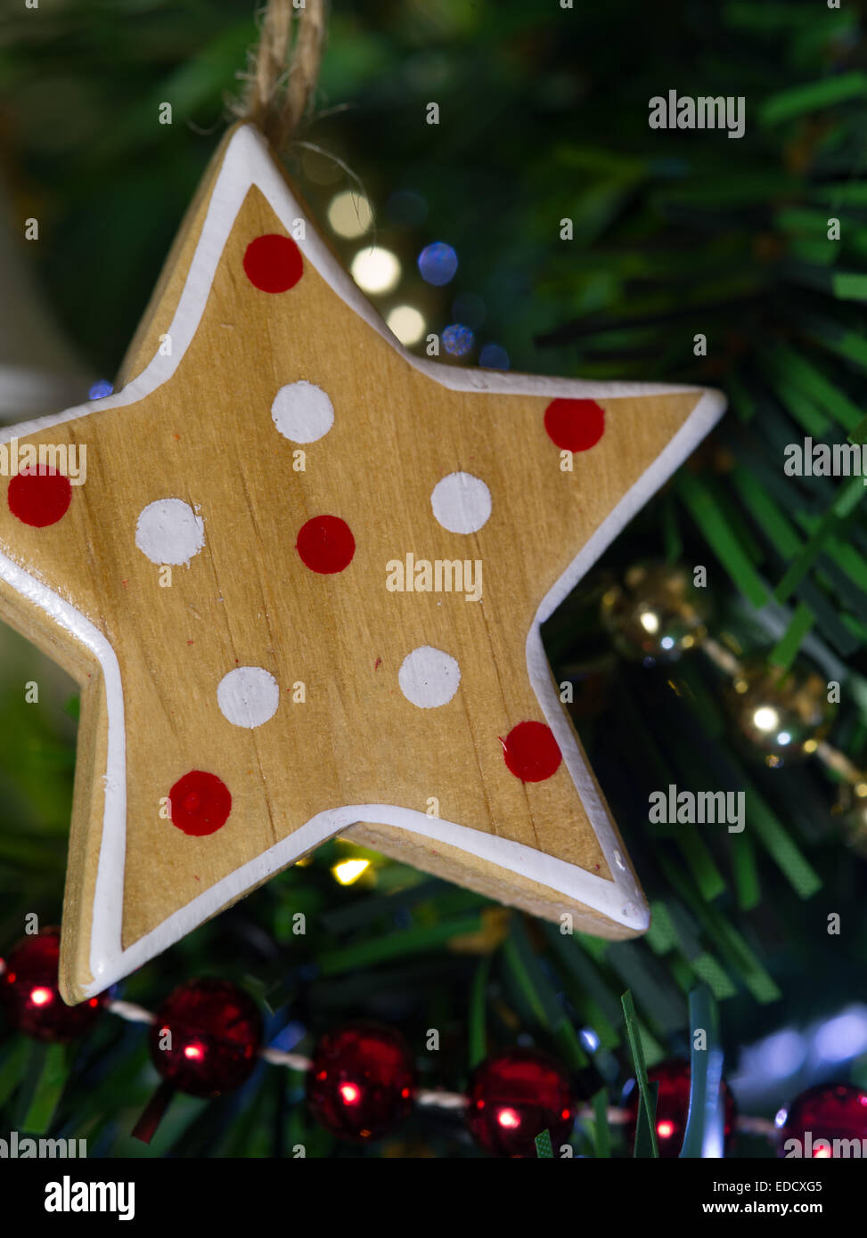 Albero di natale decorazione a stella Foto Stock