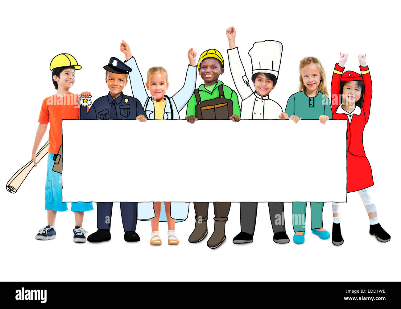Bambini indossare futuro lavoro uniformi Foto Stock