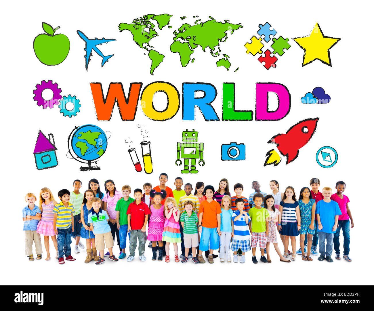 Gruppo di diversi bambini del mondo Foto Stock