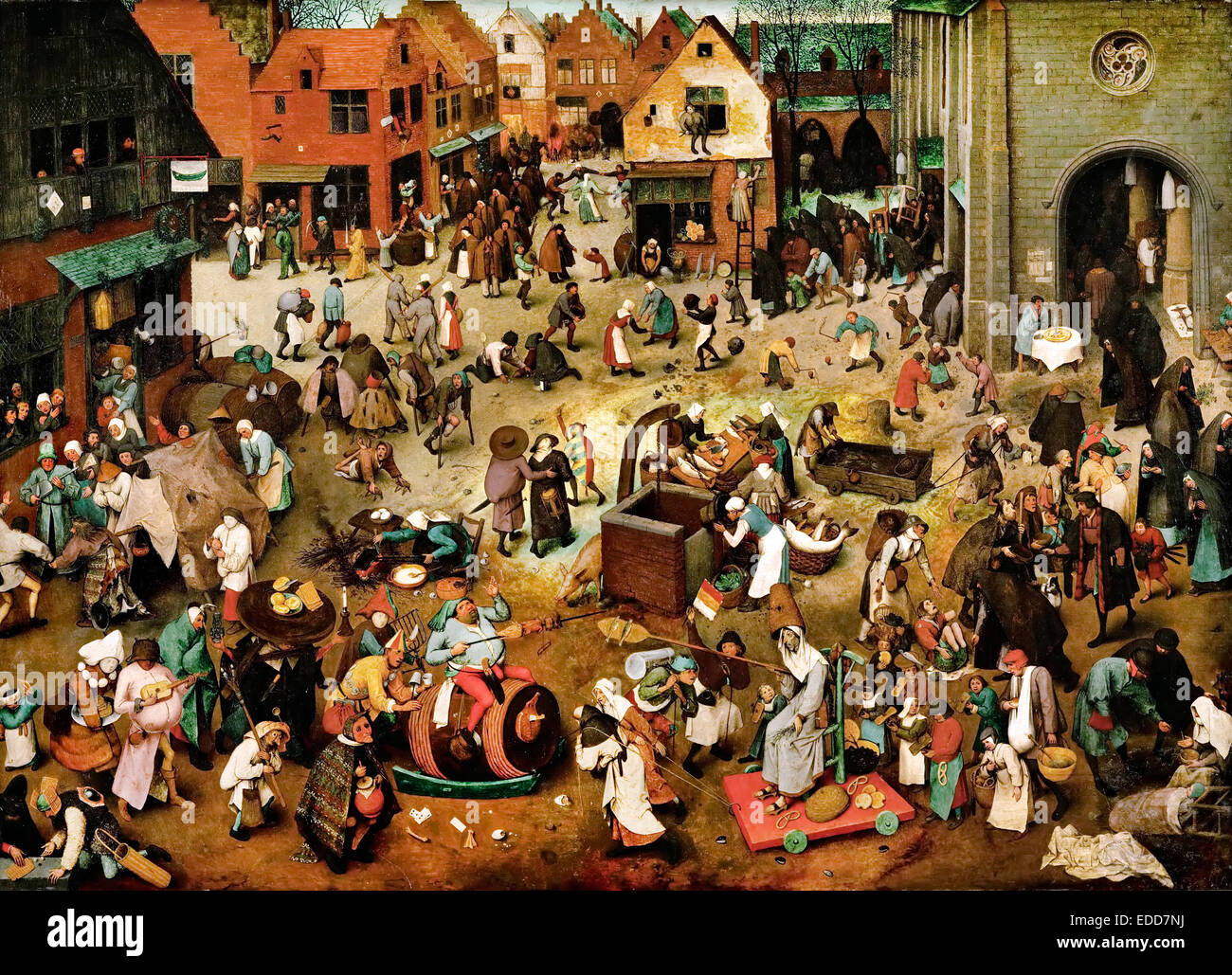 Pieter Brueghel il Vecchio, la lotta tra il Carnevale e la Quaresima 1559 olio su pannello. Kunsthistorisches Museum, Vienna, Austria. Foto Stock