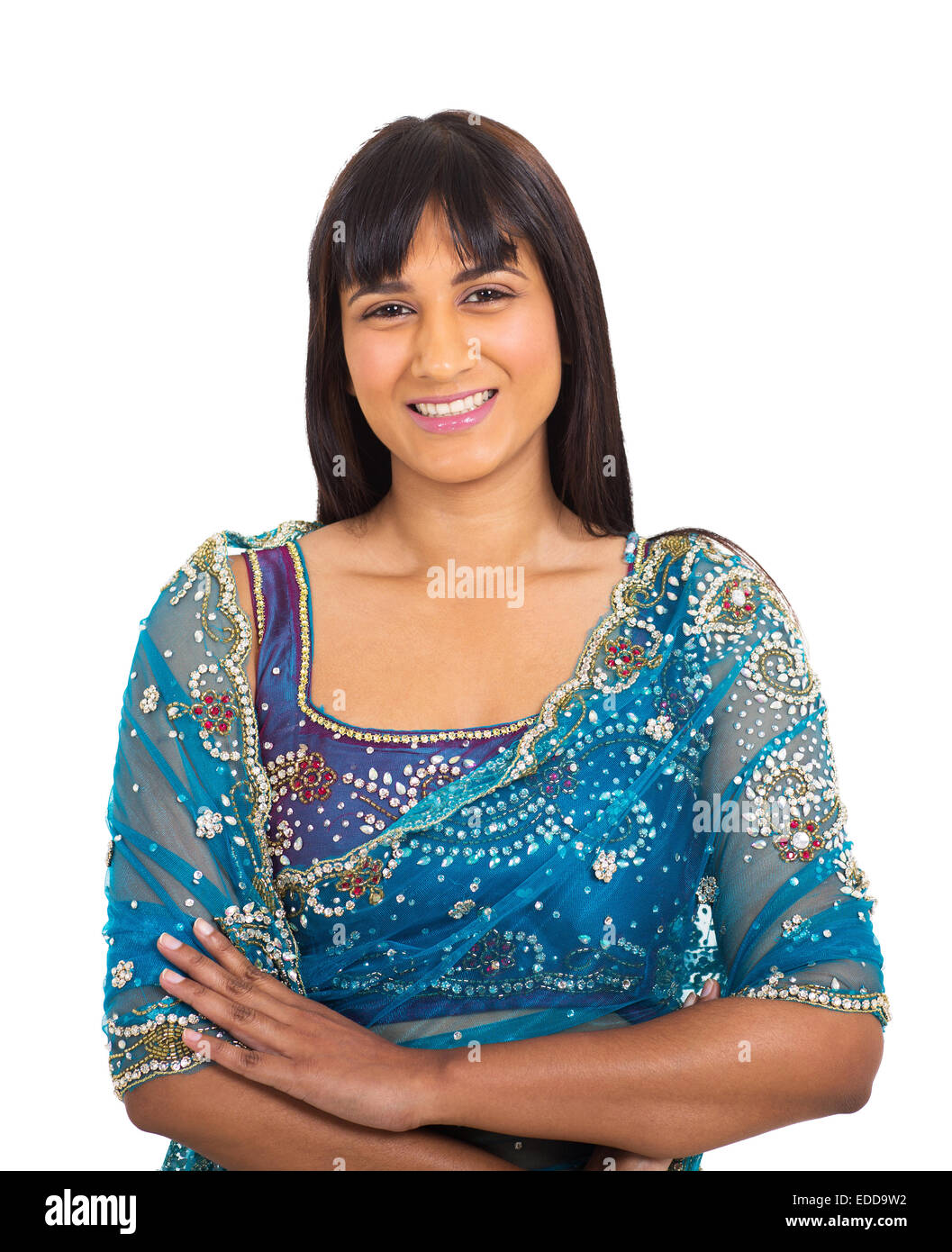 Ritratto di giovane donna indiana con le braccia incrociate Foto Stock