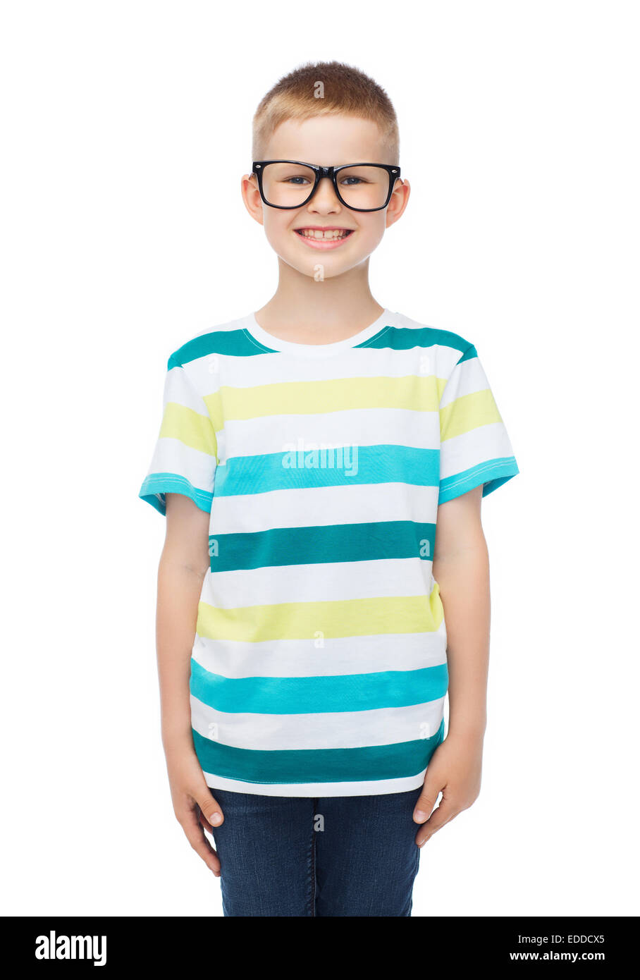 Sorridente ragazzino occhiali Foto Stock