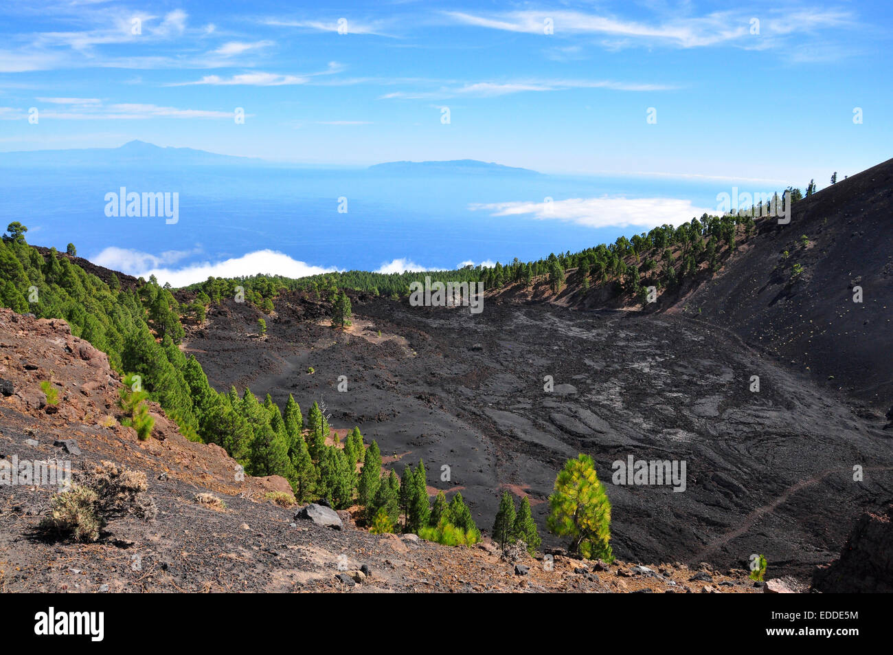 Paesaggio vulcanico, San Antonio Vulcano, Monumento Naturale de Los Volcanes de Teneguía Park, Fuencaliente, La Palma Foto Stock