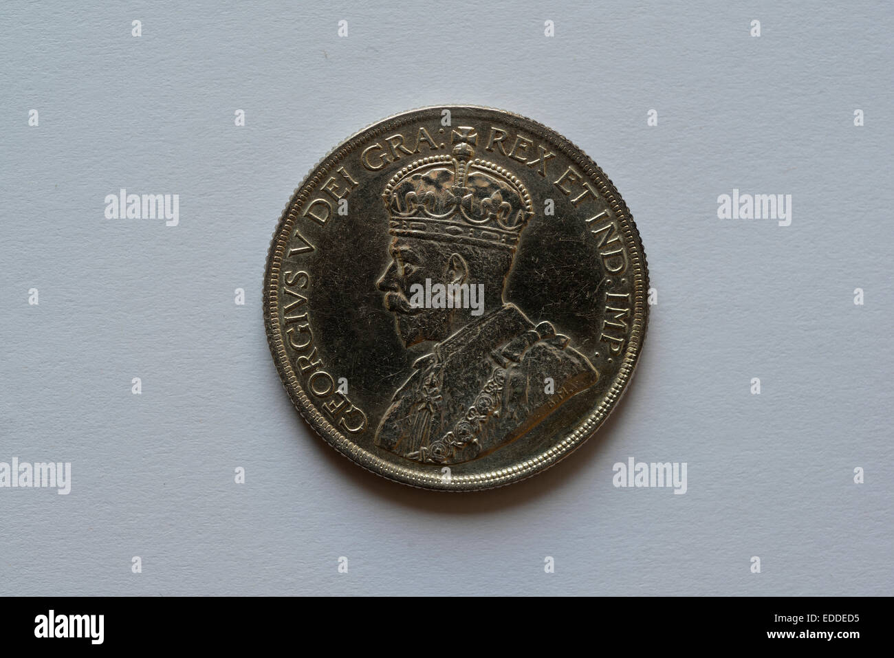 Un dollaro canadese, 1936, george v, re e imperatore dell india, moneta d'argento, lato verticale Foto Stock