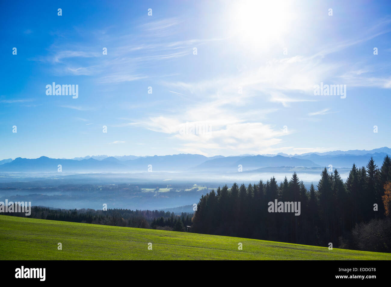 In Germania, in Baviera, vista da Hohenpeissenberg Foto Stock