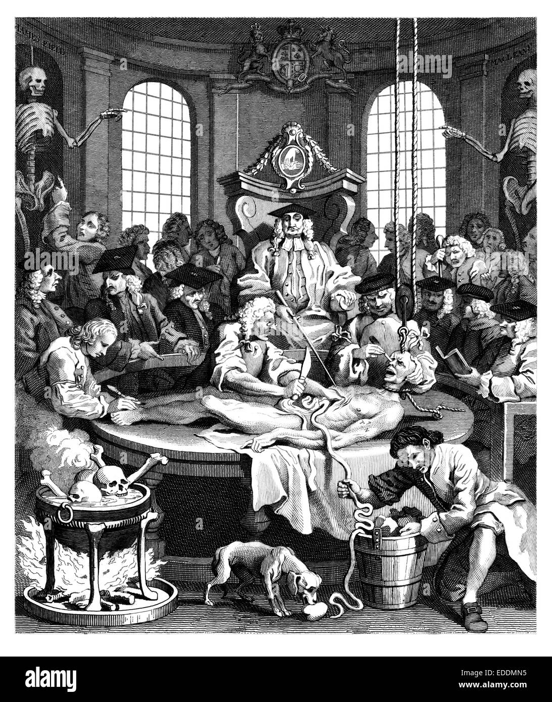 "Quattro stadi della crudeltà' [la ricompensa di crudeltà] incisi dall'originale da artista inglese William Hogarth 1697-1764 Foto Stock