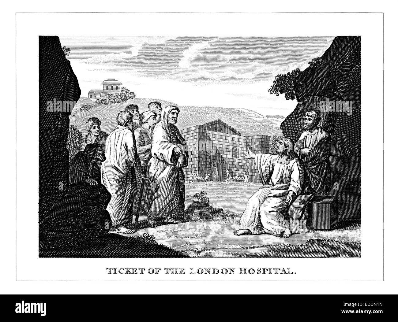 Biglietto per il London Hospital incisi da artista inglese William Hogarth 1697-1764 Foto Stock