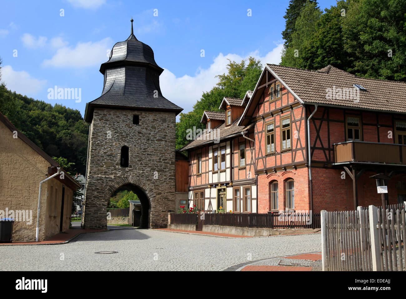 I Cavalieri gate è un ex city gate di Stolberg e fu edificata nel XIV secolo in stile gotico. Foto: Klaus Nowottnick Data: 17 Settembre 2012 Foto Stock