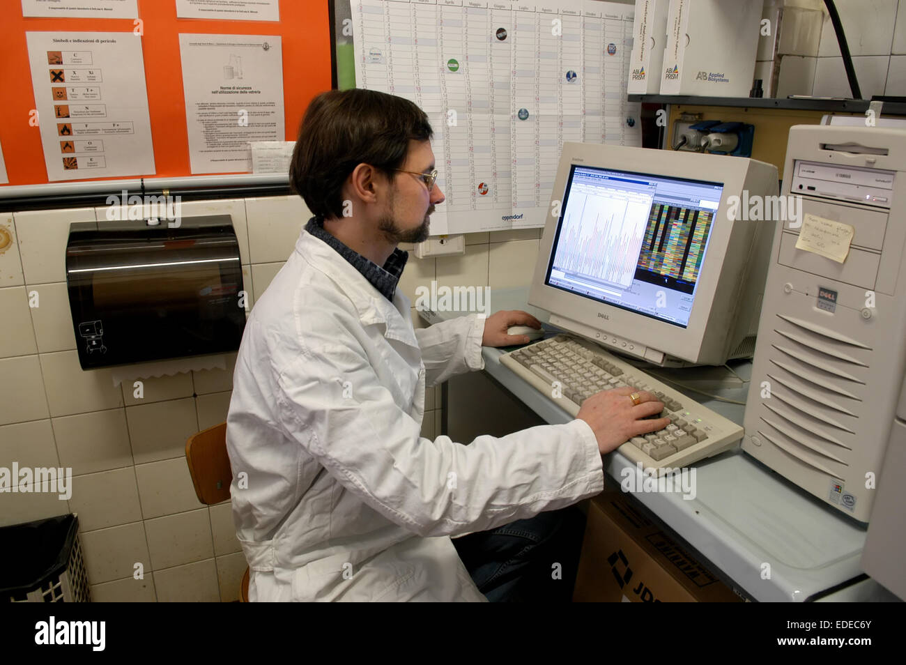 Università degli Studi di Milano (Italia), Dipartimento di Biologia e genetica per le scienze mediche, mappatura del DNA Foto Stock