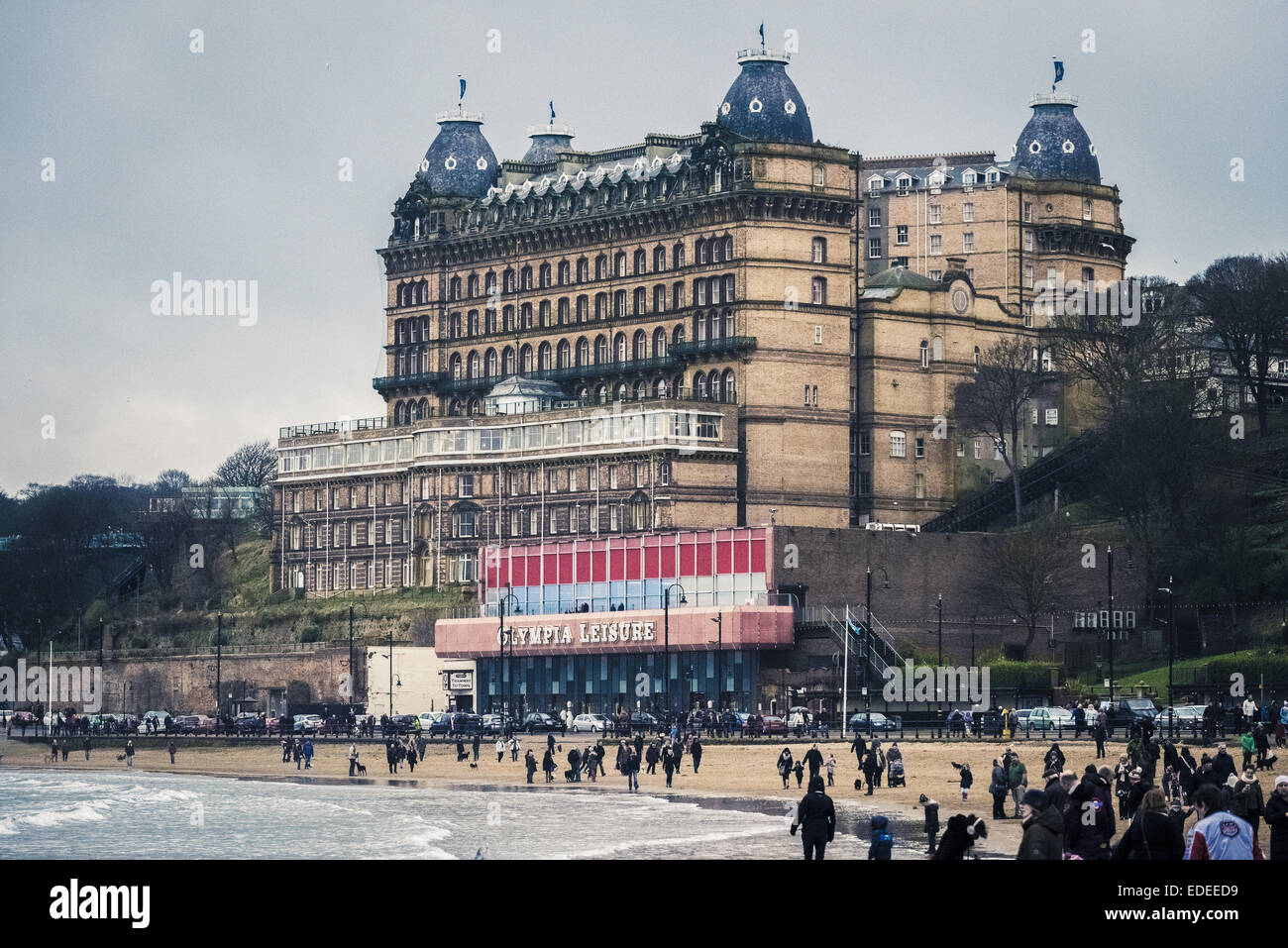 Grand Hotel Olympia e i divertimenti di svago, Scarborough, North Yorkshire, Regno Unito. Foto Stock