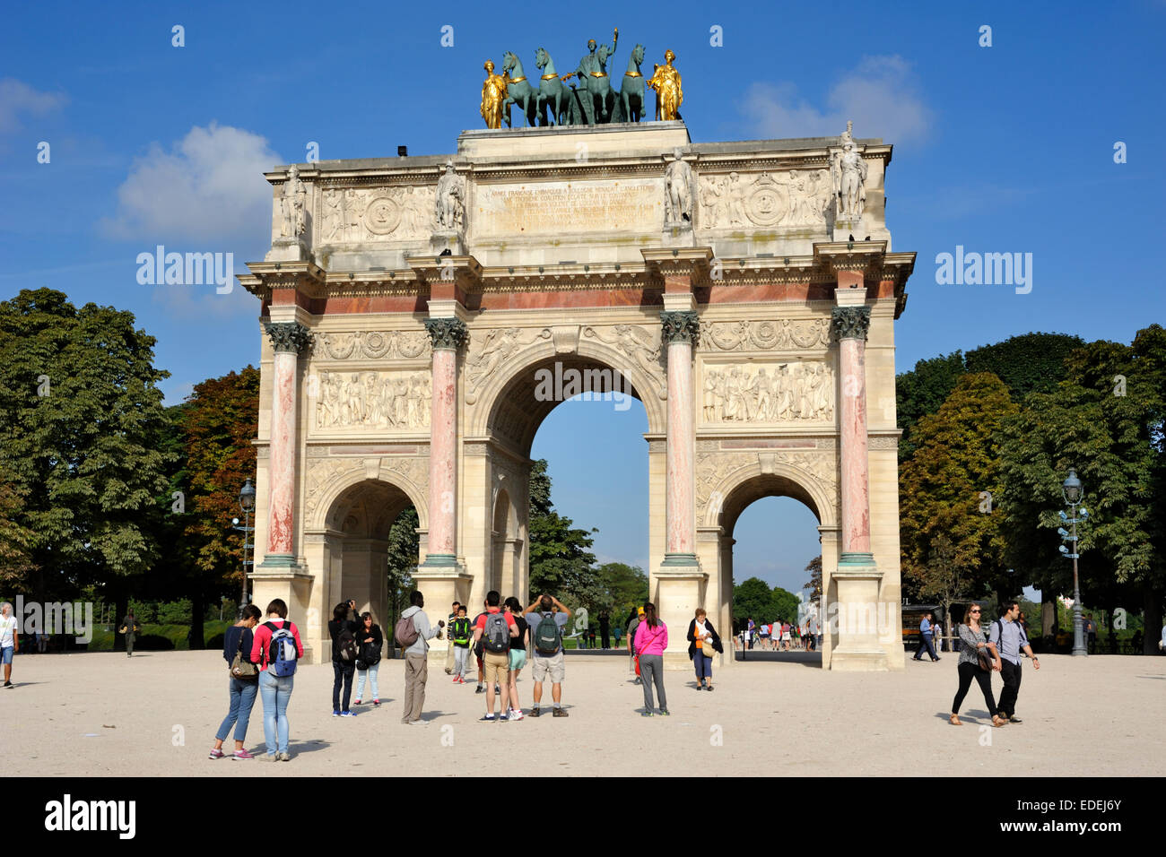 Parigi, Jardin des Tuileries, Arc de Triomphe du Carrousel Foto Stock