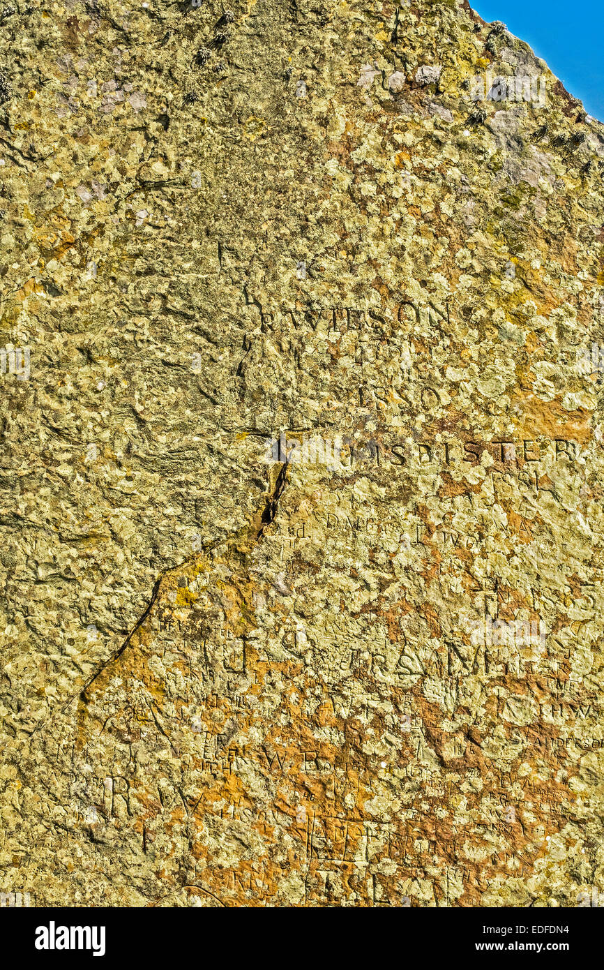 Antichi Graffiti in corrispondenza dell'anello di Brodgar Orkney Islands UK Foto Stock