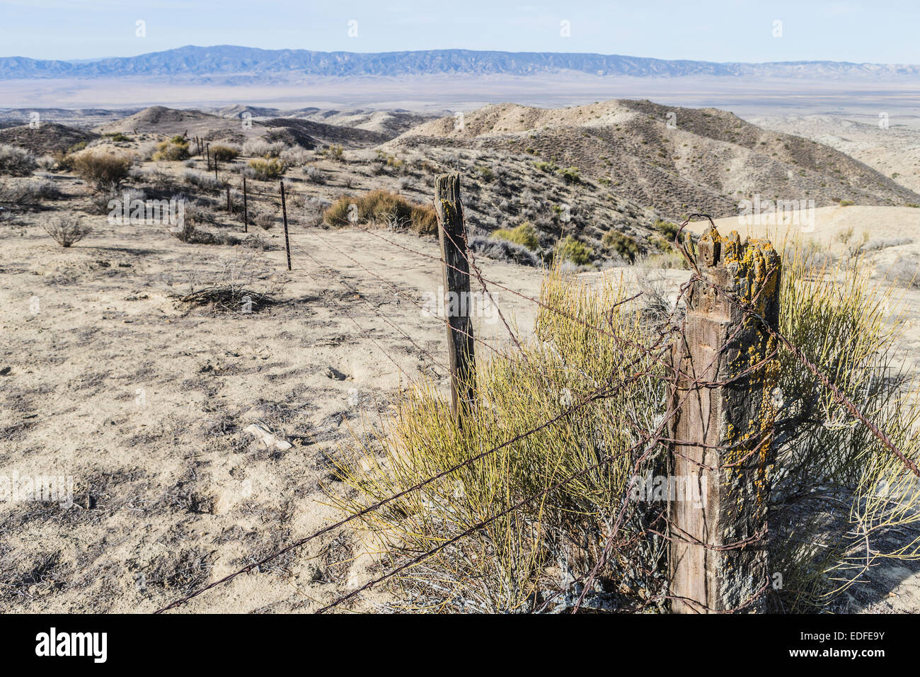Vista panoramica della pianura Carrizo dalla gamma Temblor. Foto Stock